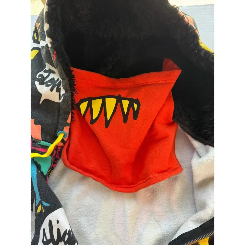 Volcom Big Monster Basic Zip Hoodie All Over Print Sherpa Lined XXL Skate Y2K - Picture 10 of 15